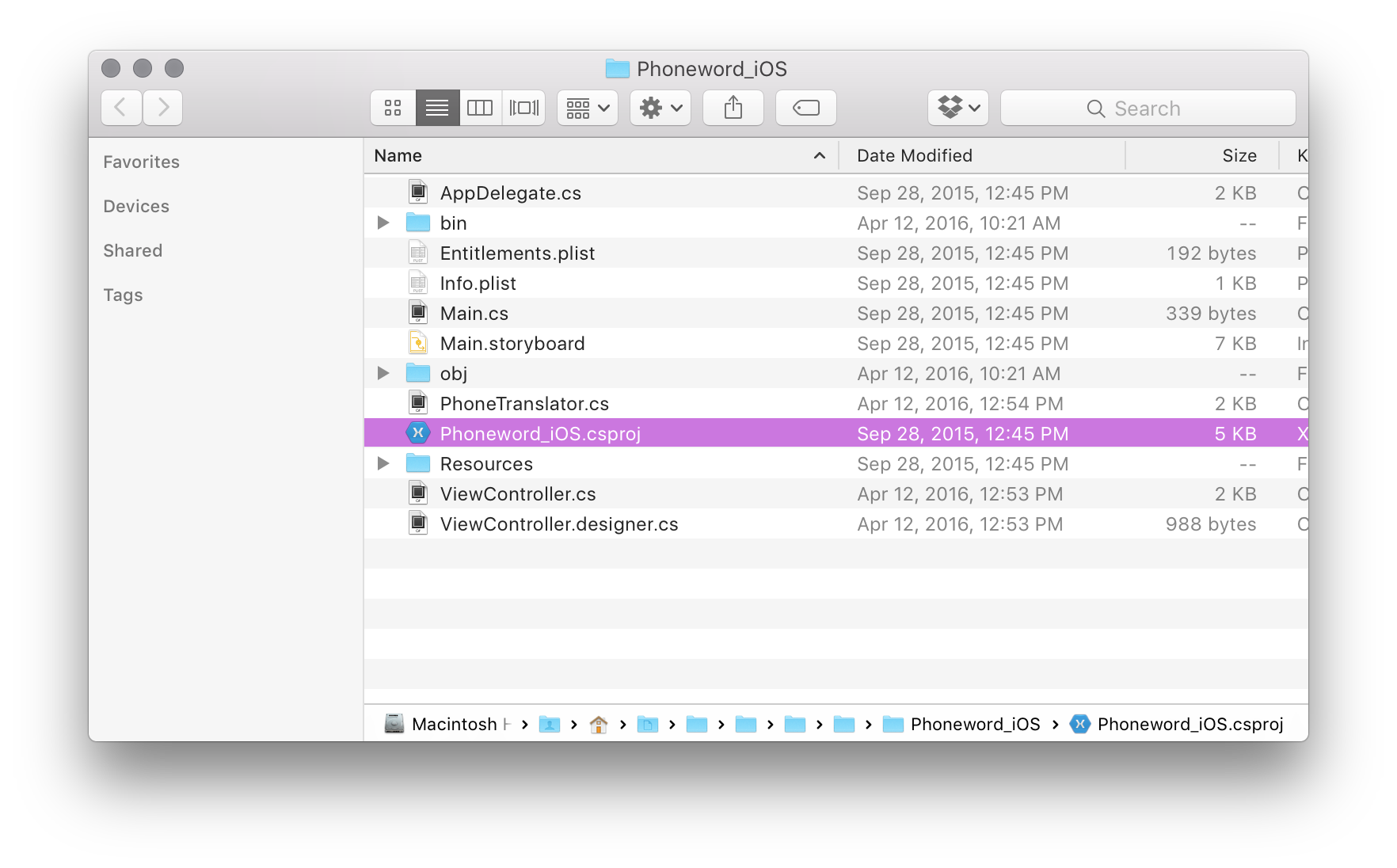 scafdoblado elemento Visual Studio para Mac